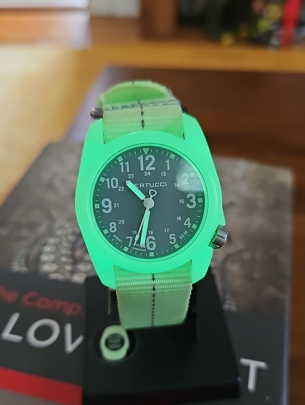 Bertucci Mens DX3 'GLOW' Field Watch With Glow Strap And Bezel Bumper